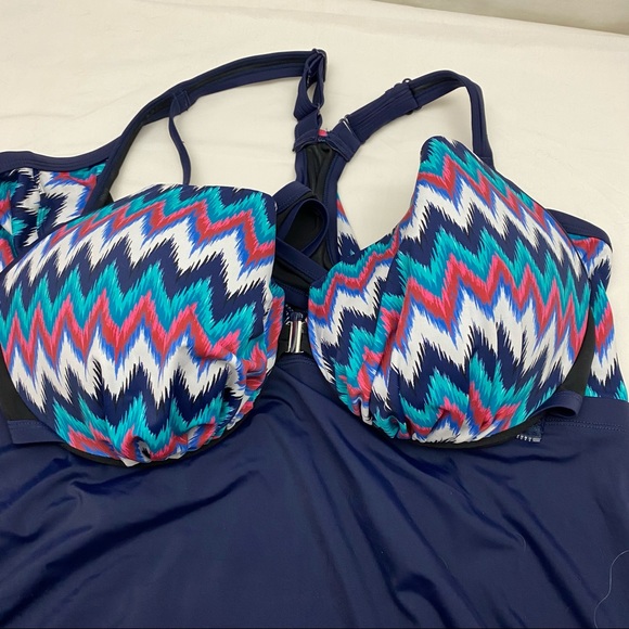 Swimsuits For All Bra Size Zip Front Tankini 46C - Picture 5 of 12